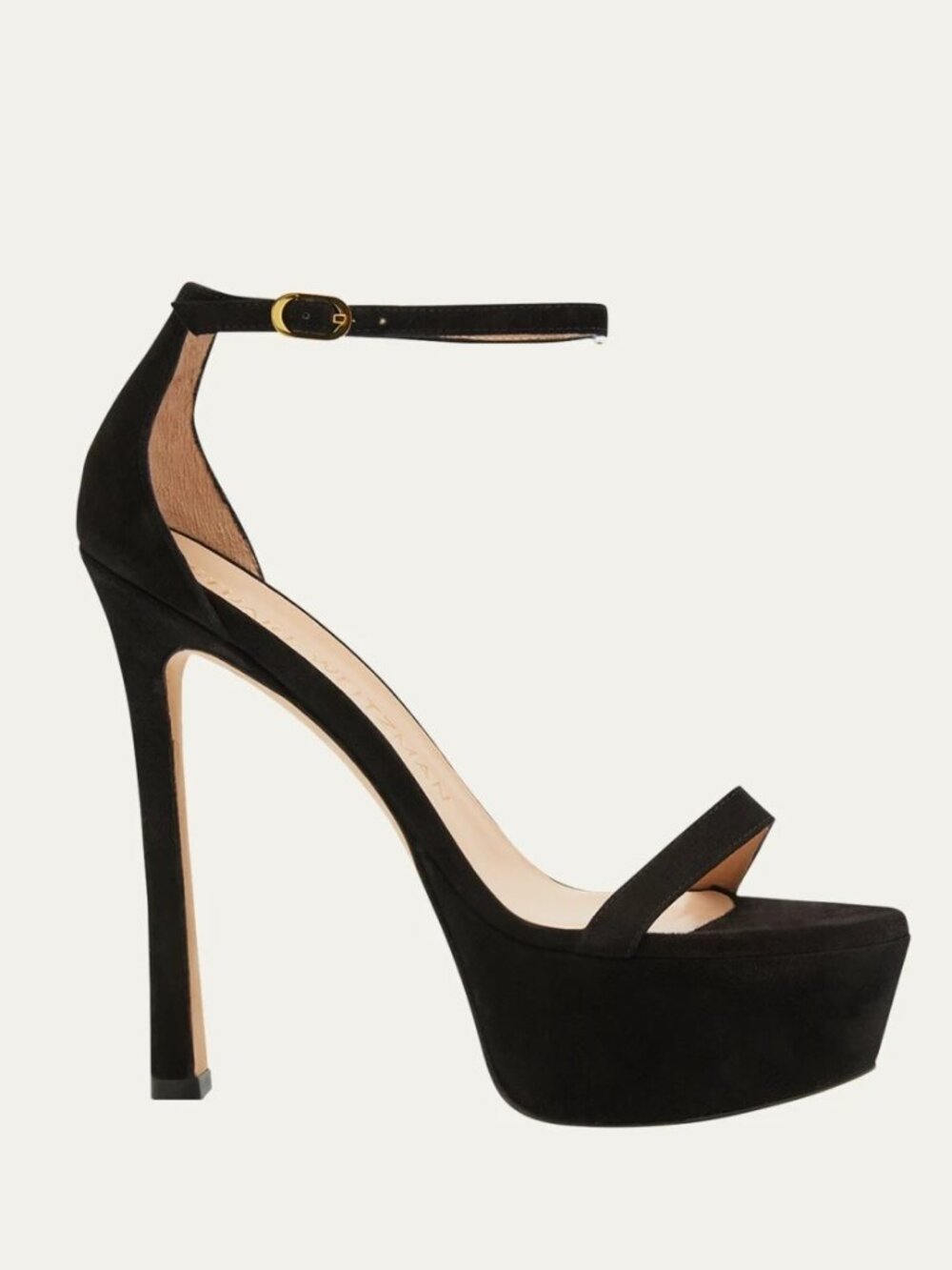 $575 Stuart Weitzman Nudistcurve Hollywood Platform Sandal Suede black 8 B (PD22